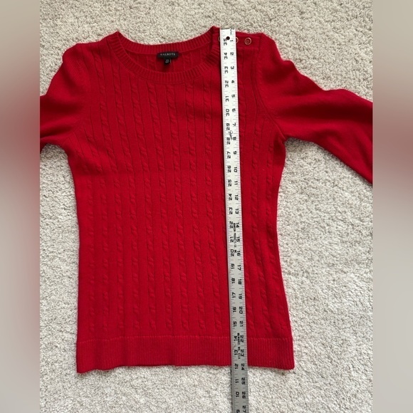 Talbot’s Cherry Red Crewneck Cable Knit Sweater - Picture 8 of 8
